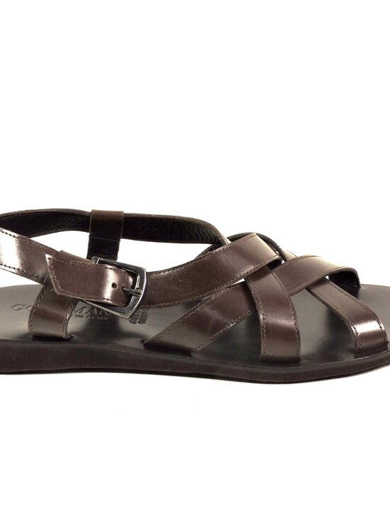 GOODMAN ?? MEN\'S BROWN LEATHER COMFORT SUMMER FLAT SANDALS main image 4